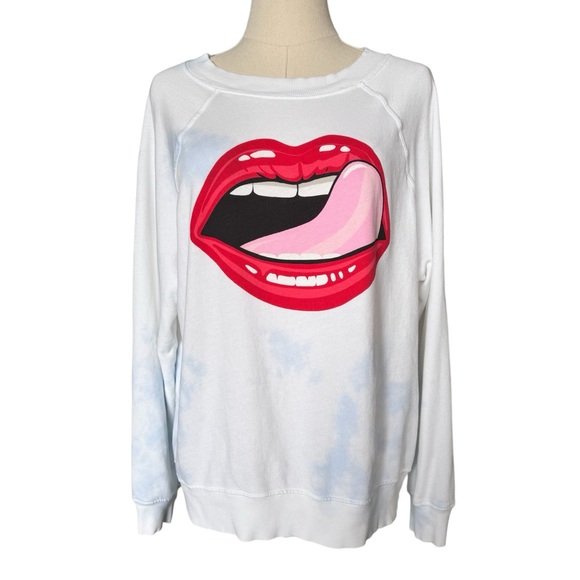 Wildfox Lips Licking Tye Dye Jumper Sweatshirt Pullover Size Small - Picture 9 of 10